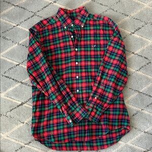 Vineyard Vines Red and Green Plaid Button-Down Shirt